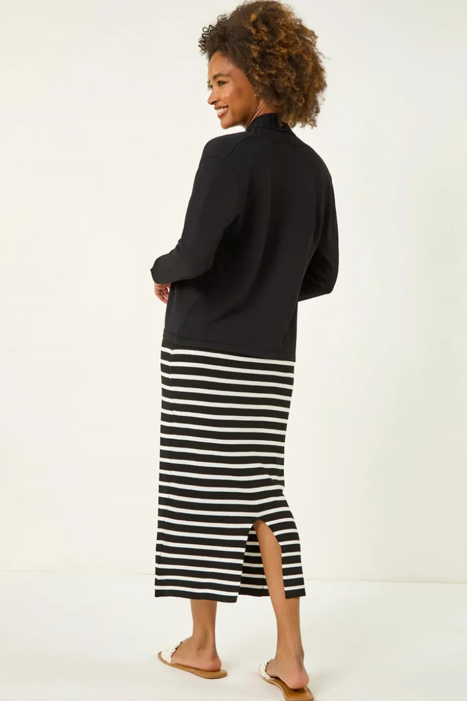 Roman Black Ribbed Detail Shrug