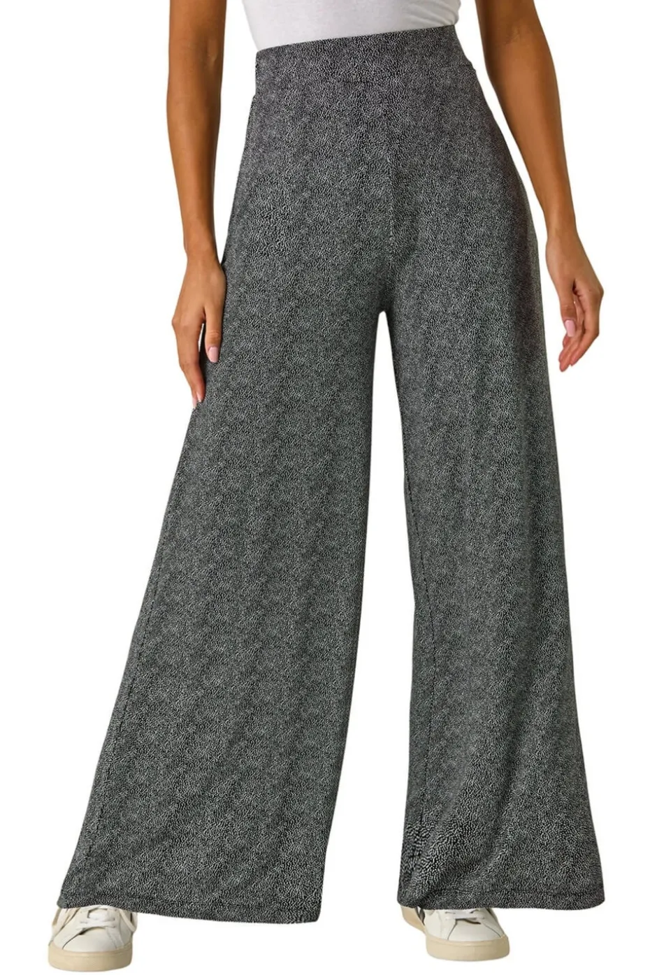 Roman Black Spot Print Wide Leg Trouser
