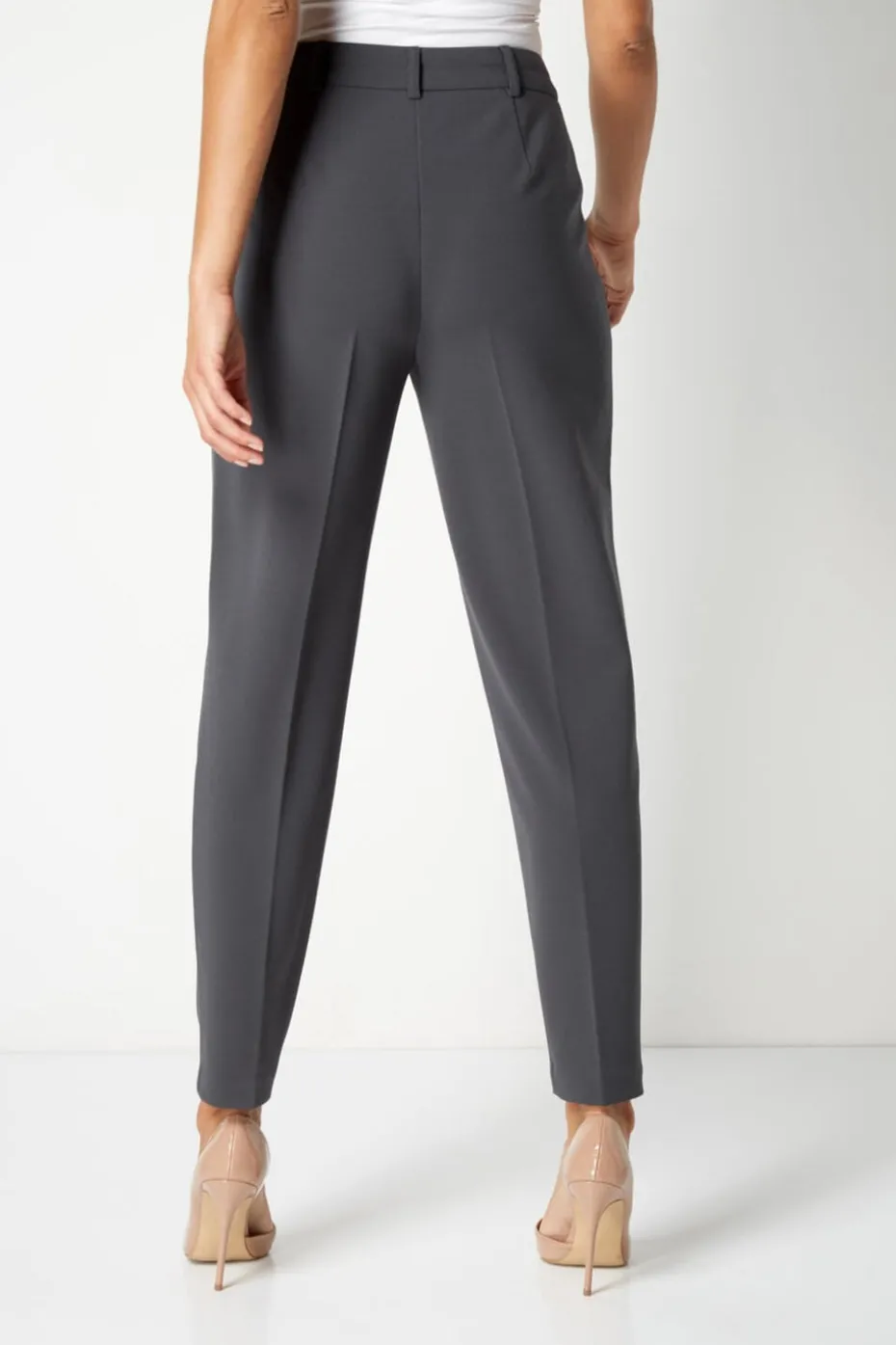 Roman Dark Grey Short Straight Leg Stretch Trouser