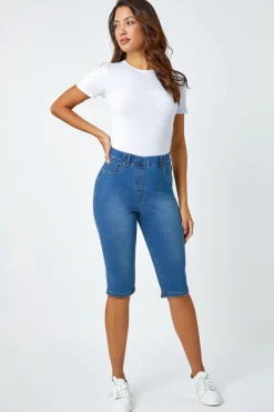 Roman Denim Stretch Knee Length Pedal Pusher