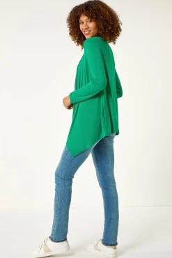 Roman Green Waterfall Front Jersey Knit Cardigan