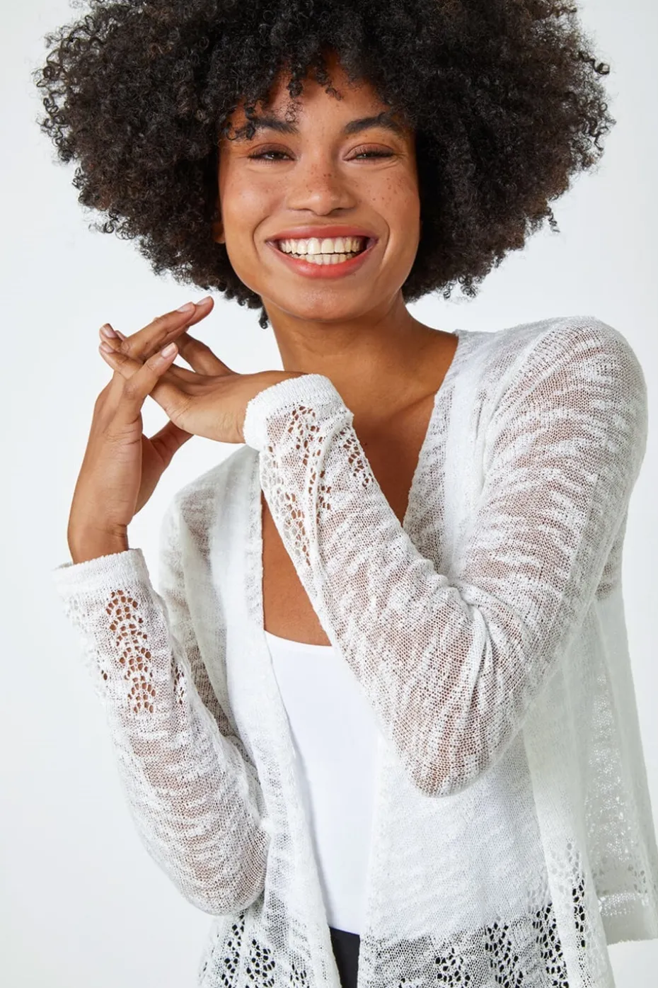 Roman Ivory Lightweight Knitted Shrug