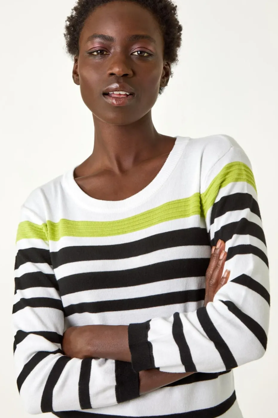 Roman Ivory Stripe Print Colour Knit Jumper
