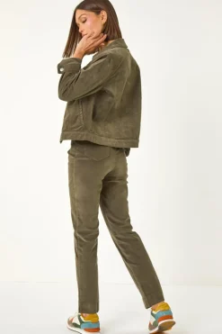 Roman Khaki Corduroy Pocket Detail Stretch Jacket