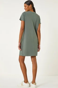Roman Khaki Short Sleeve T-Shirt Dress