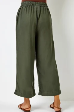 Roman Khaki Waist Tie Detail Culottes