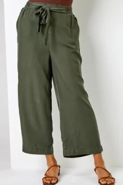 Roman Khaki Waist Tie Detail Culottes