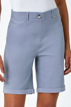 Roman Light Grey  Turn Up Stretch Shorts