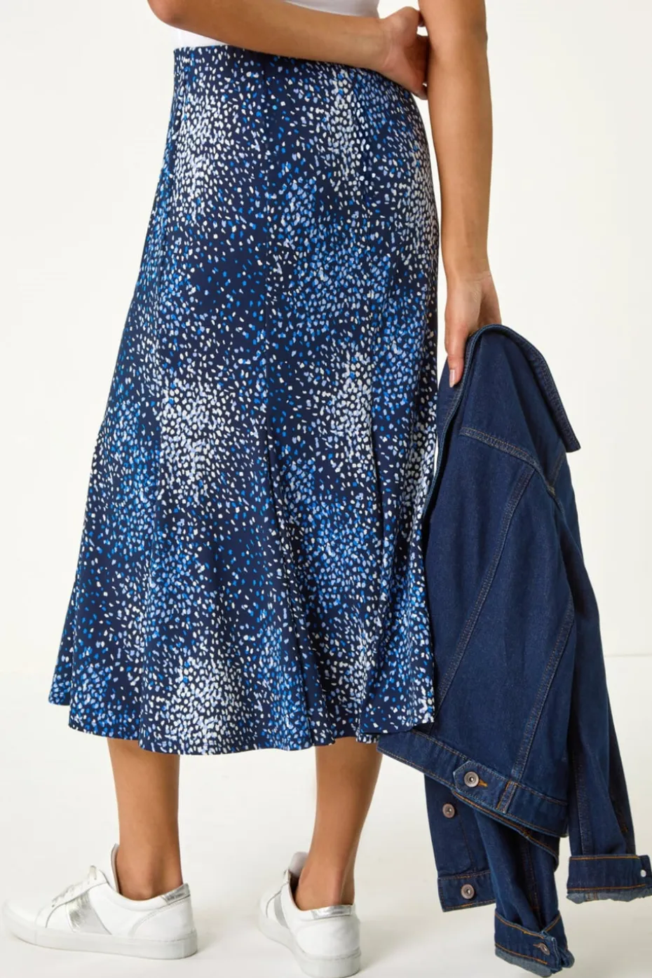 Roman Navy Abstract Print Panel Skirt