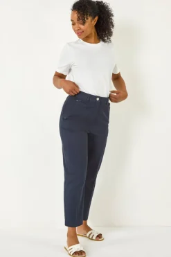 Roman Navy Petite Tapered Stretch Trouser
