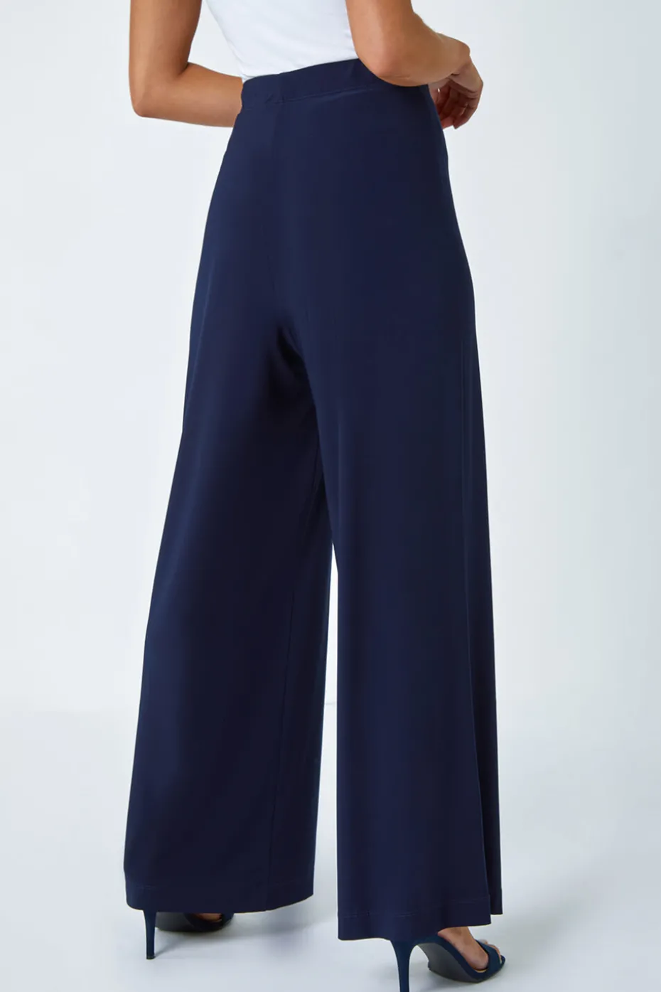 Roman Navy Petite Wide Leg Stretch Trouser