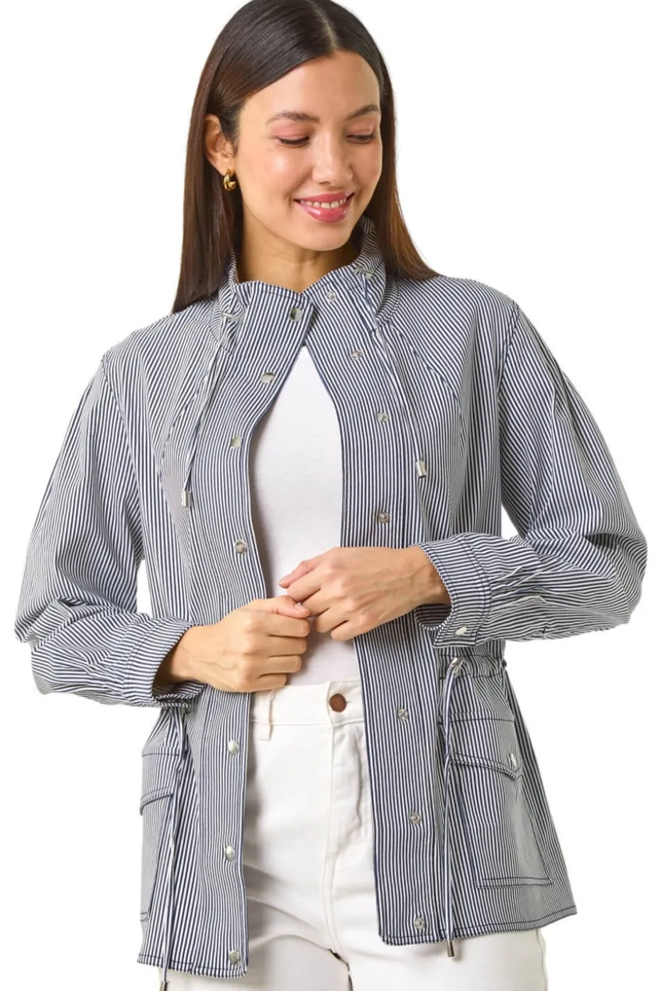 Roman Navy Stripe Safari Jacket