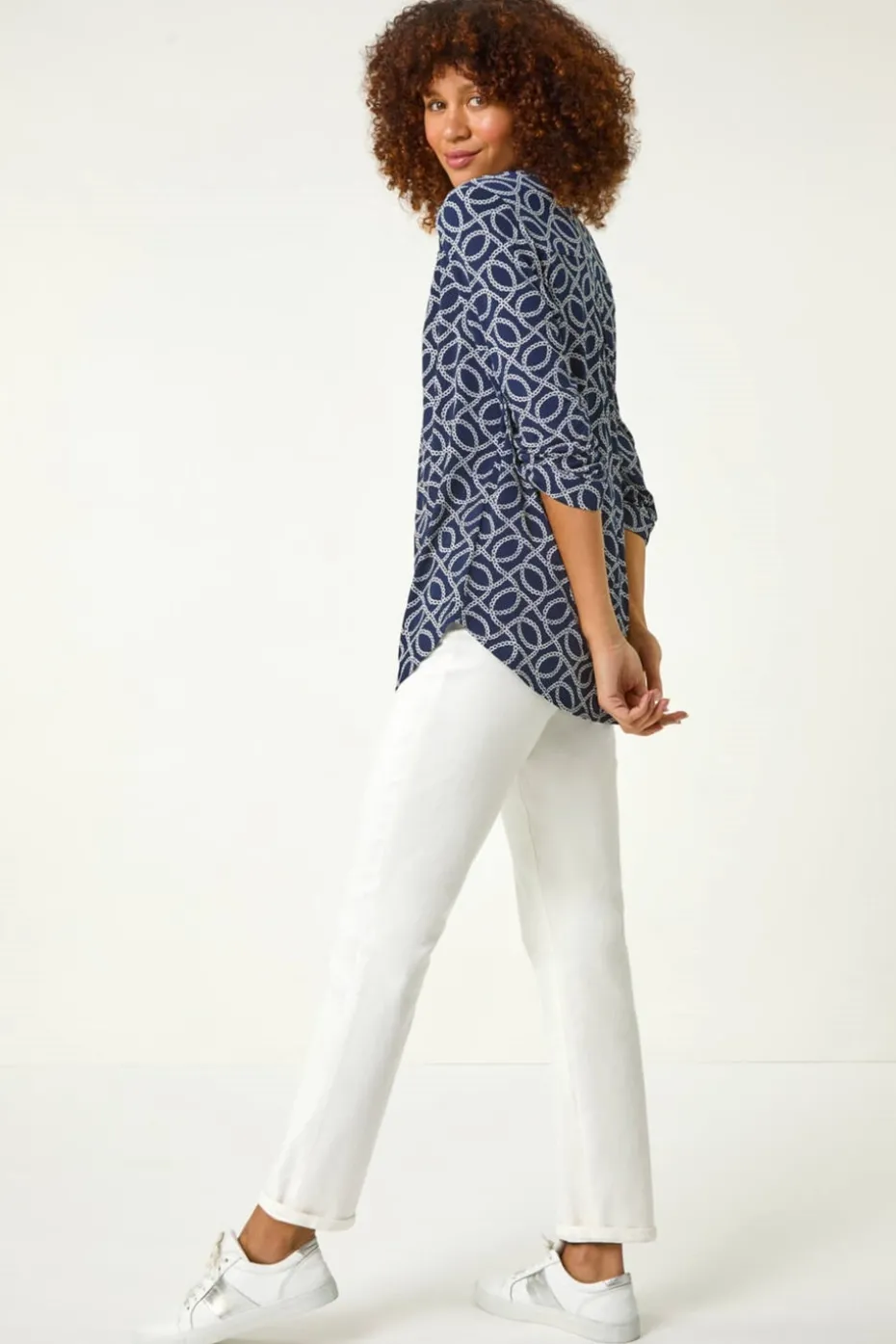 Roman Navy Textured Abstract Print Shirt