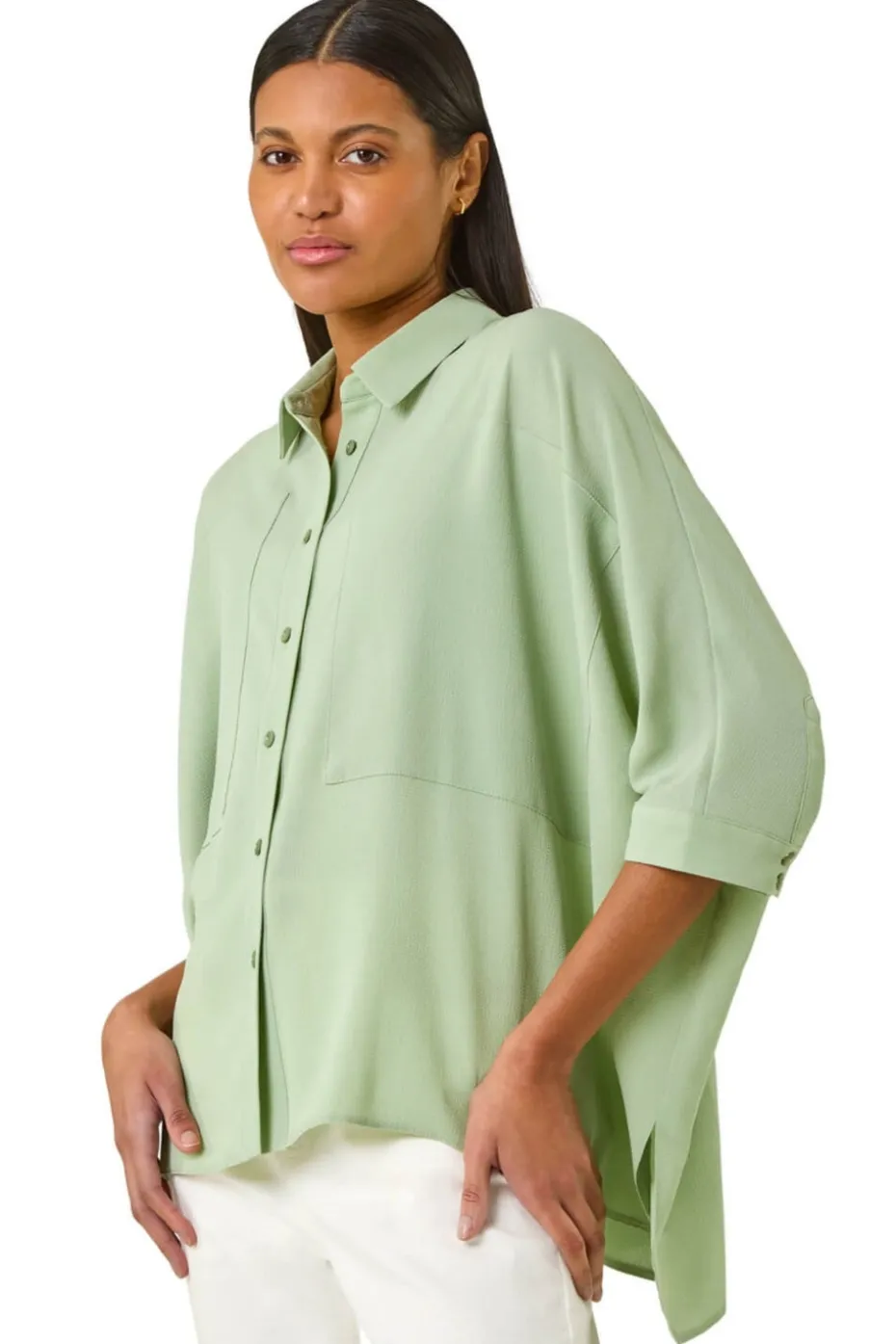 Roman Pale Green Relaxed Smart Stretch Shirt
