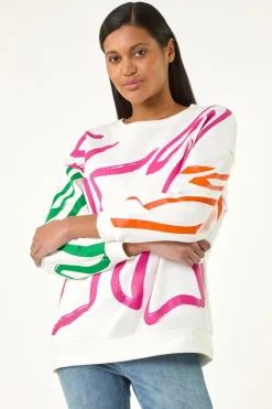 Roman Pink Abstract Print Sweatshirt