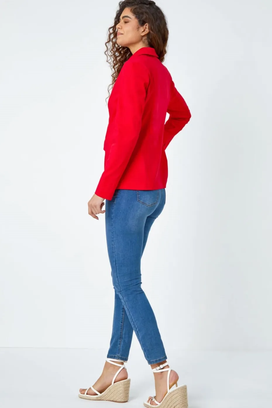 Roman Red Button Detail Stretch Blazer