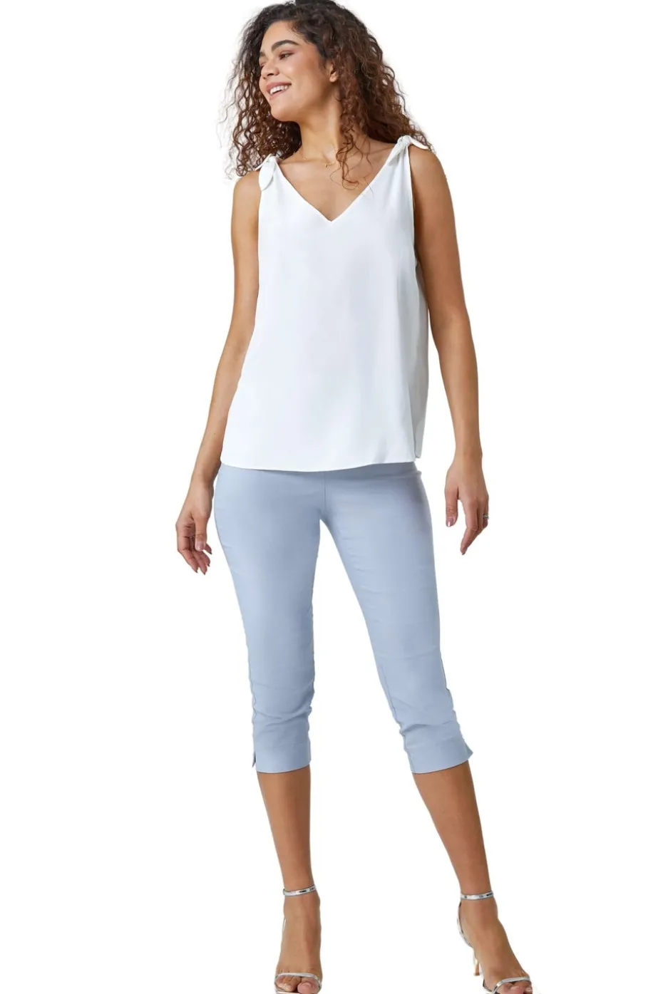 Roman Silver Cropped Stretch Trouser Capri Summer Leggings 3/4 Pedal Pushers