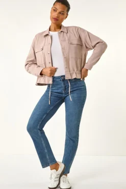 Roman Stone Utility Collared Stretch Pocket Jacket