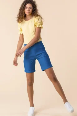 Roman Teal Blue Turn Up Stretch Shorts
