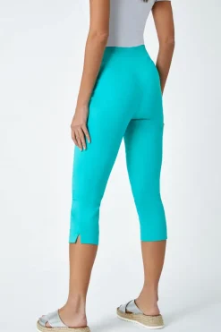 Roman Teal Cropped Stretch Trouser Capri Summer Leggings 3/4 Pedal Pushers
