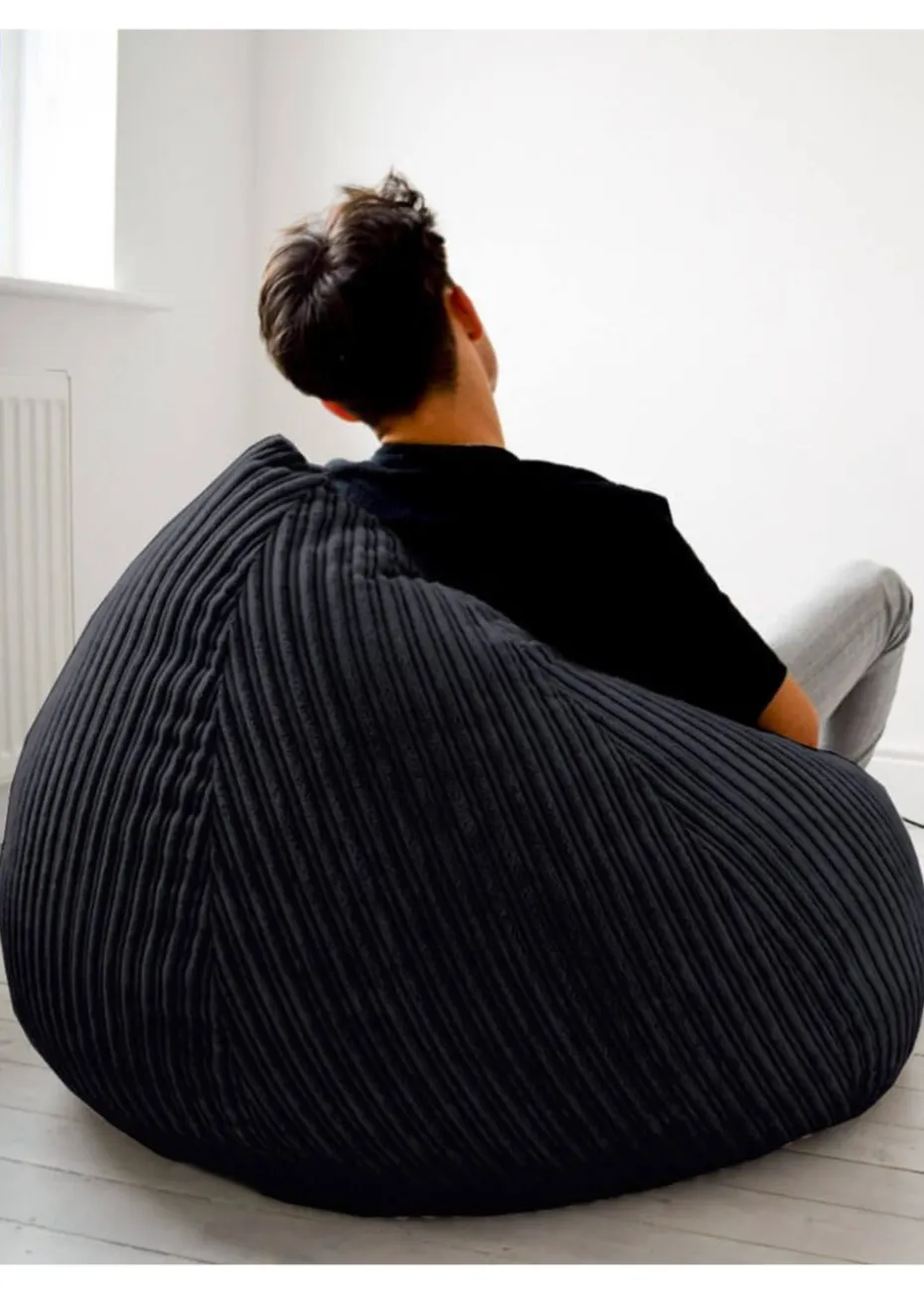 rucomfy Jumbo Cord Slouchbag Black Beanbag