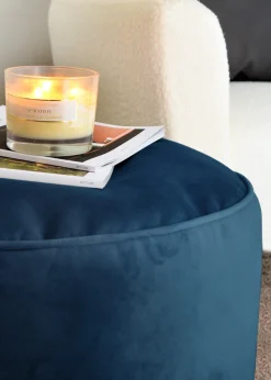 rucomfy Velvet Pouffe Peacock Blue Beanbag