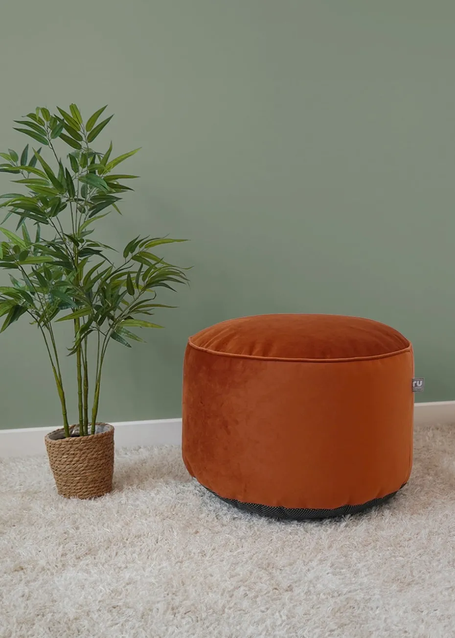 rucomfy Velvet Pouffe Rust Beanbag