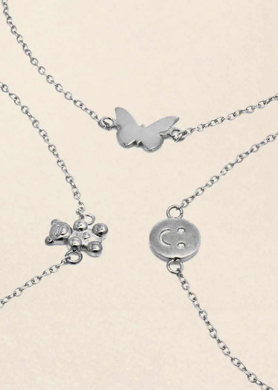 Say It With Silver Children's Smiley Friendship Bracelets