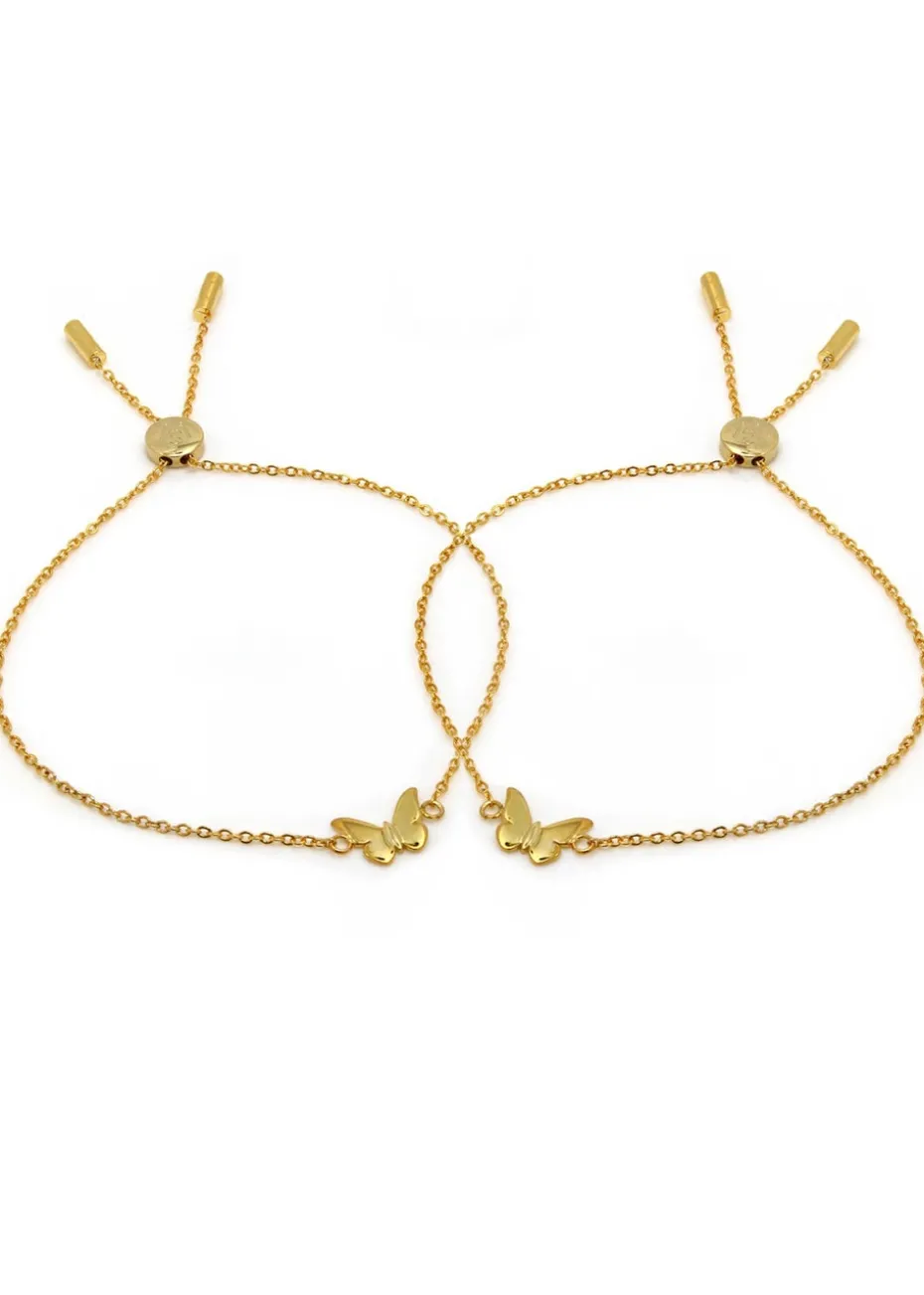 Say It With Yellow Gold Children's Butterfly Friendship Bracelets