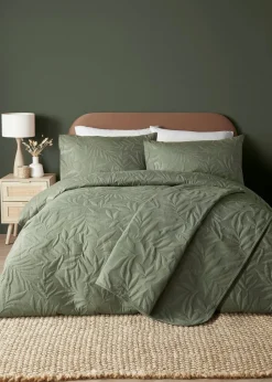 Serene Luana Dark Green Peach Finish Duvet Cover Set