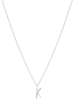 Simply Silver Sterling Silver 925 Polished & Cubic Zirconia Initial Pendant - K