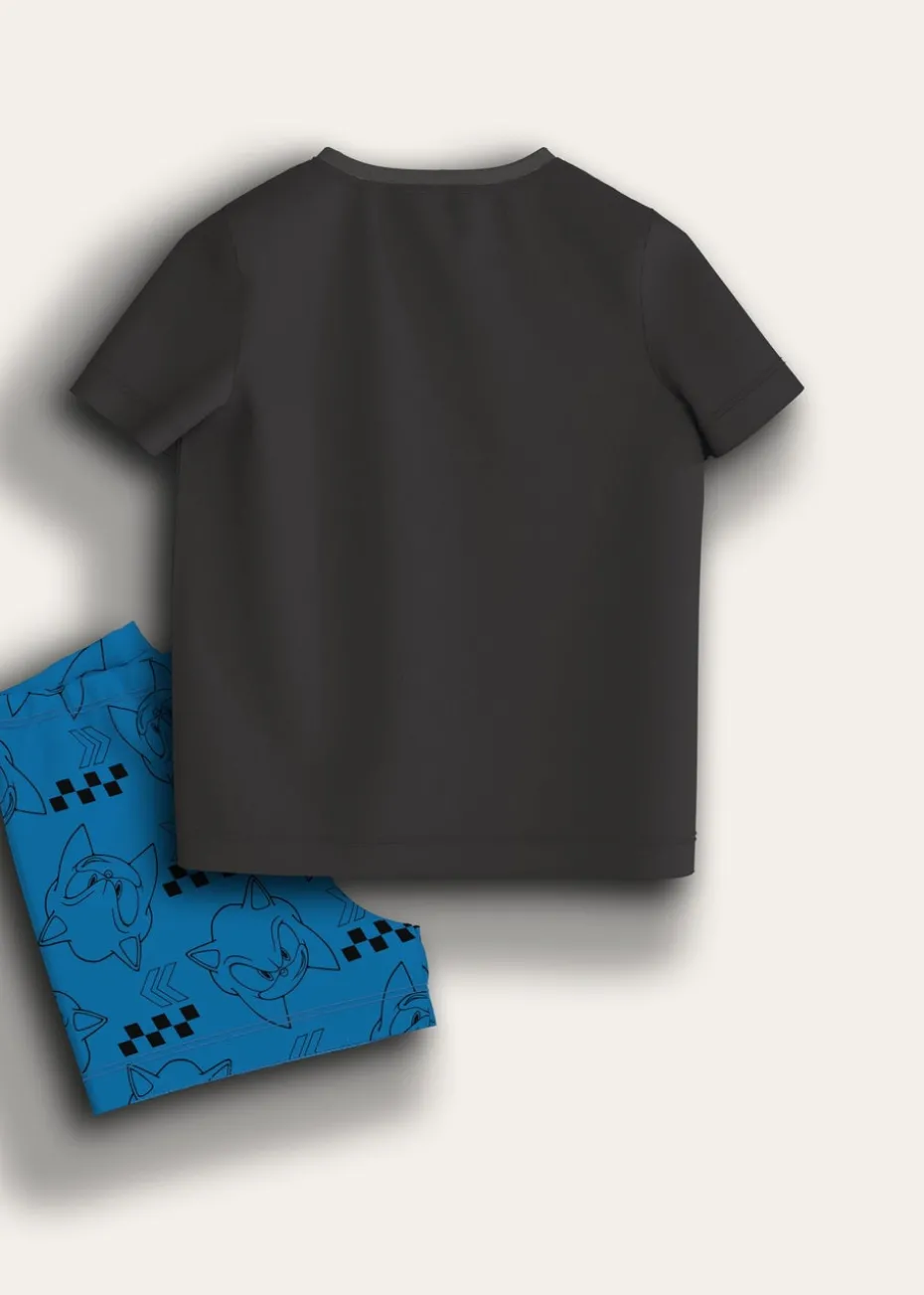 Sonic The Hedgehog Black/Blue Short Pyjama Set (4-12 Years)