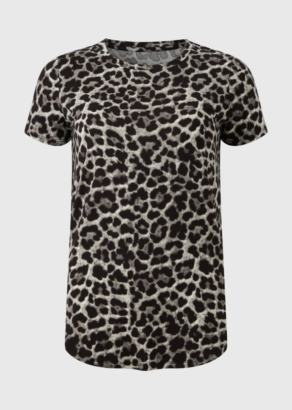 Souluxe Brown Leopard Print Longline T-Shirt
