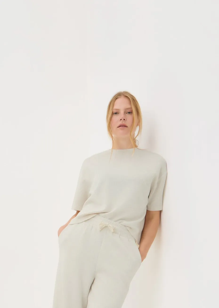 Souluxe Oatmeal Embossed Co Ord T-Shirt