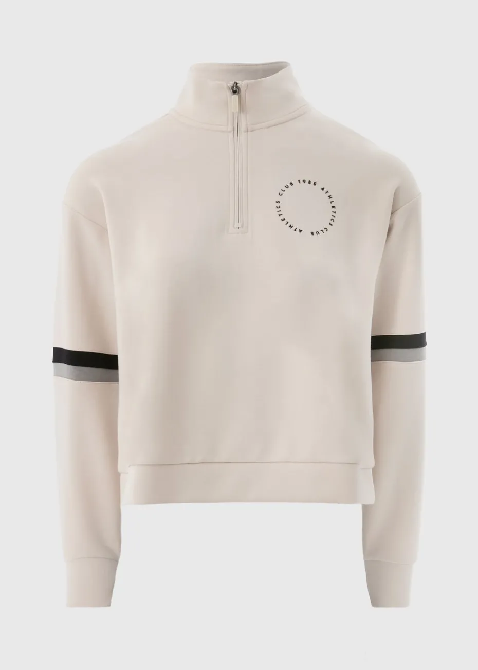 Souluxe Stone Stripe Slogan Half Zip Top