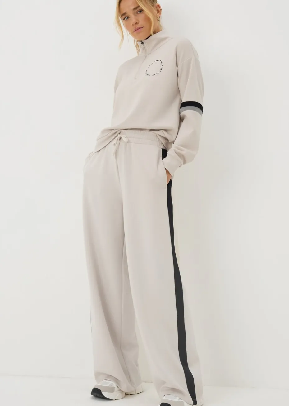 Souluxe Stone Stripe Slogan Half Zip Top
