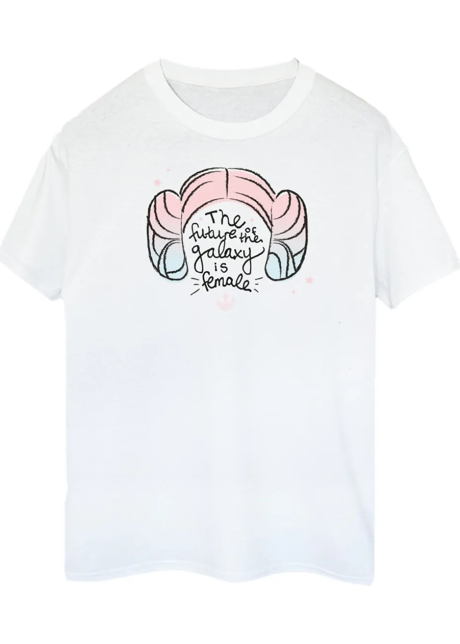 Star Wars Princess Leia Future Of Galaxy Women White Printed Boyfriend Fit T-Shirt