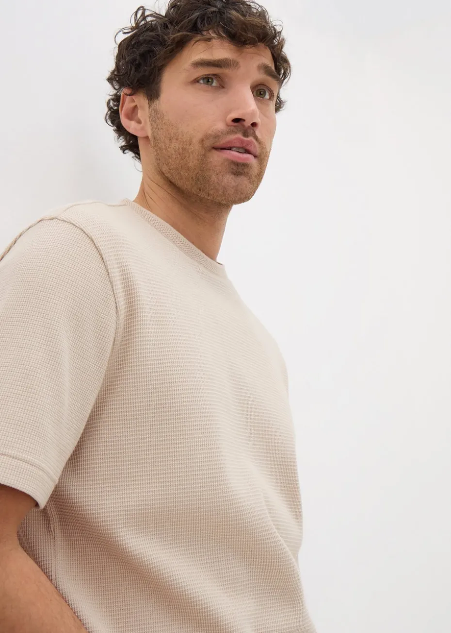 Stone Waffle Textured T-Shirt