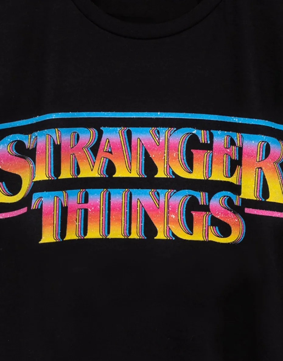 Stranger Things Mens Black Retro Logo T-Shirt