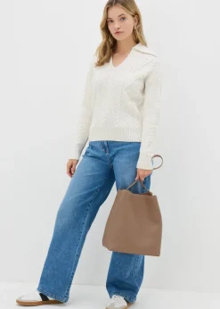 Tan Bucket Tote Bag
