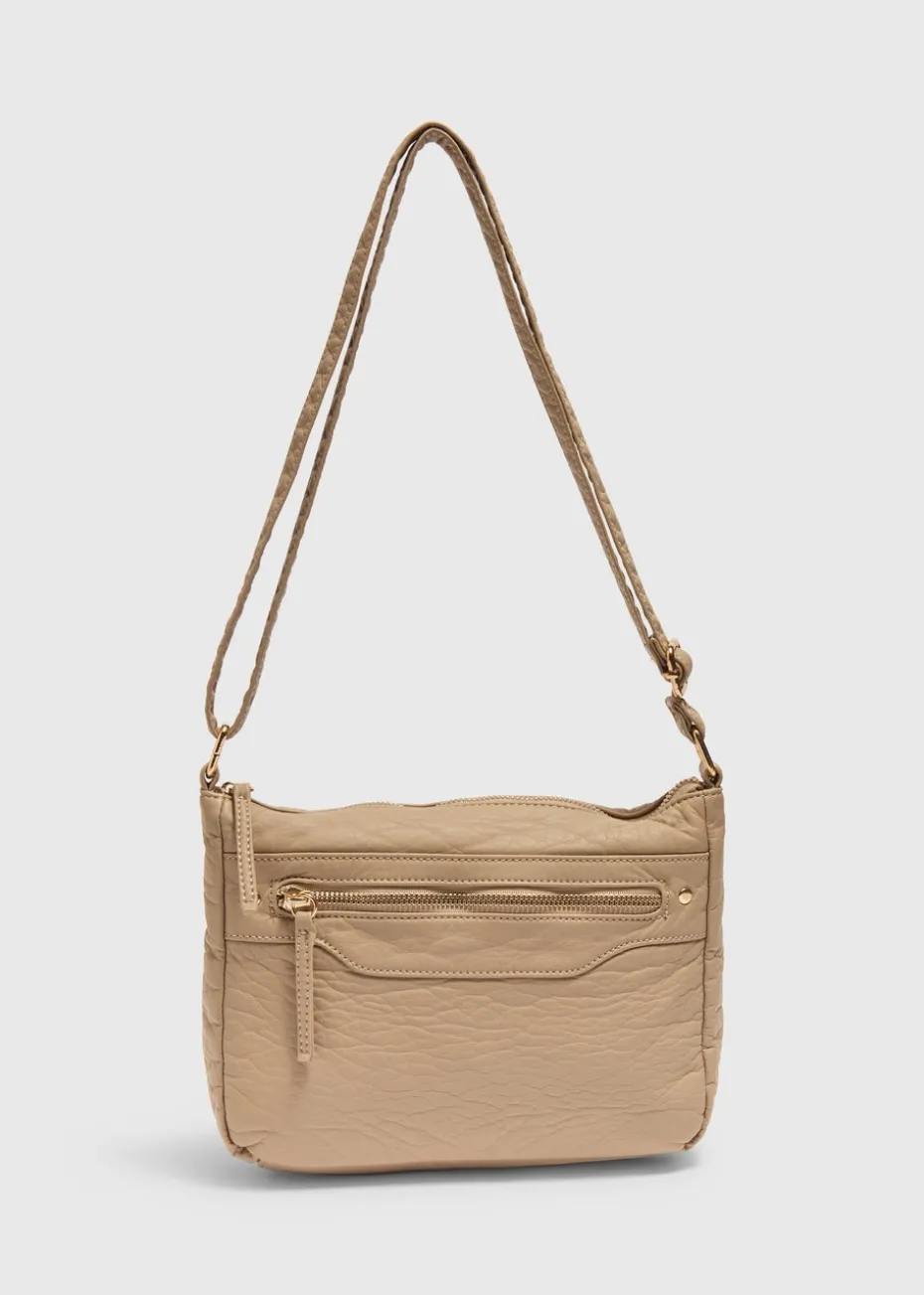 Taupe PU Messenger Bag