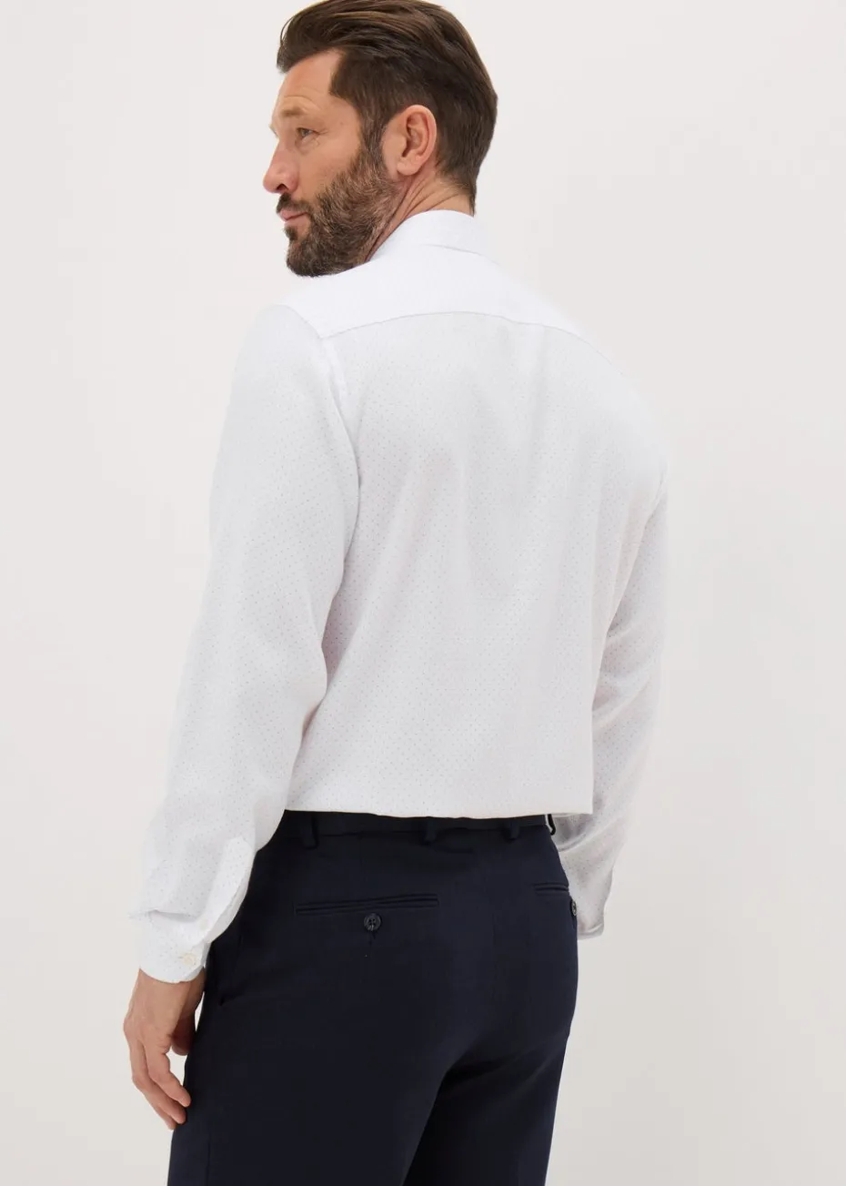 Taylor & Wright White Polka Dot Regular Fit Shirt