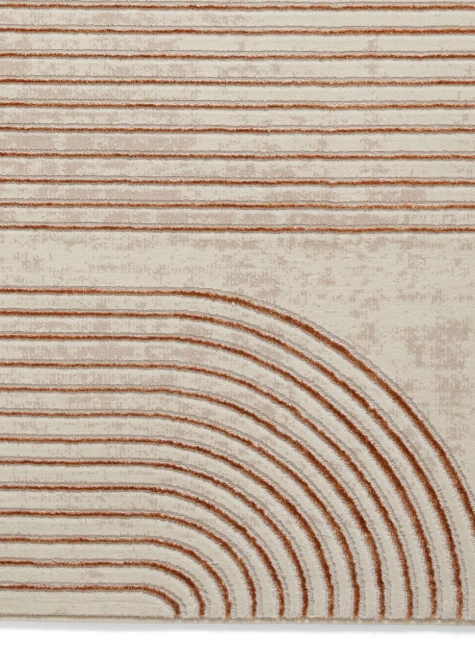 Think Rugs Apollo Bronze/Grey Modern Linear Rectangle Rug