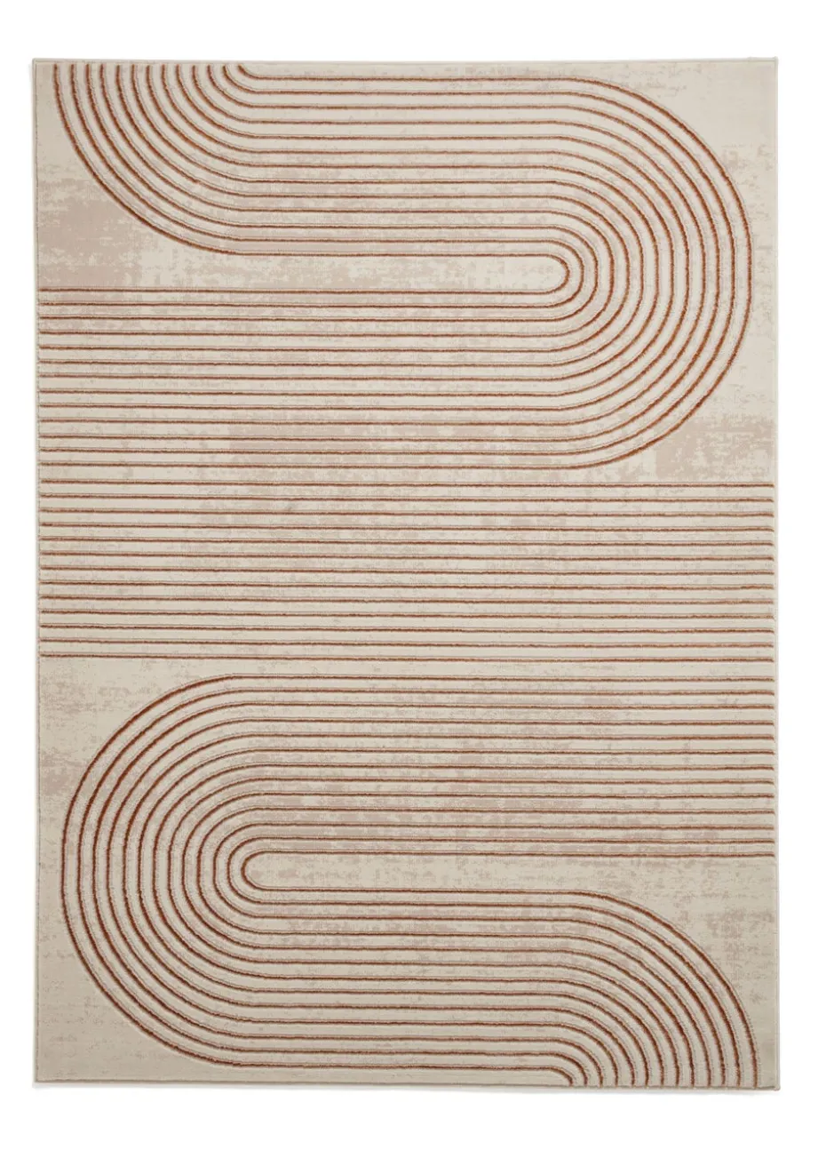 Think Rugs Apollo Bronze/Grey Modern Linear Rectangle Rug