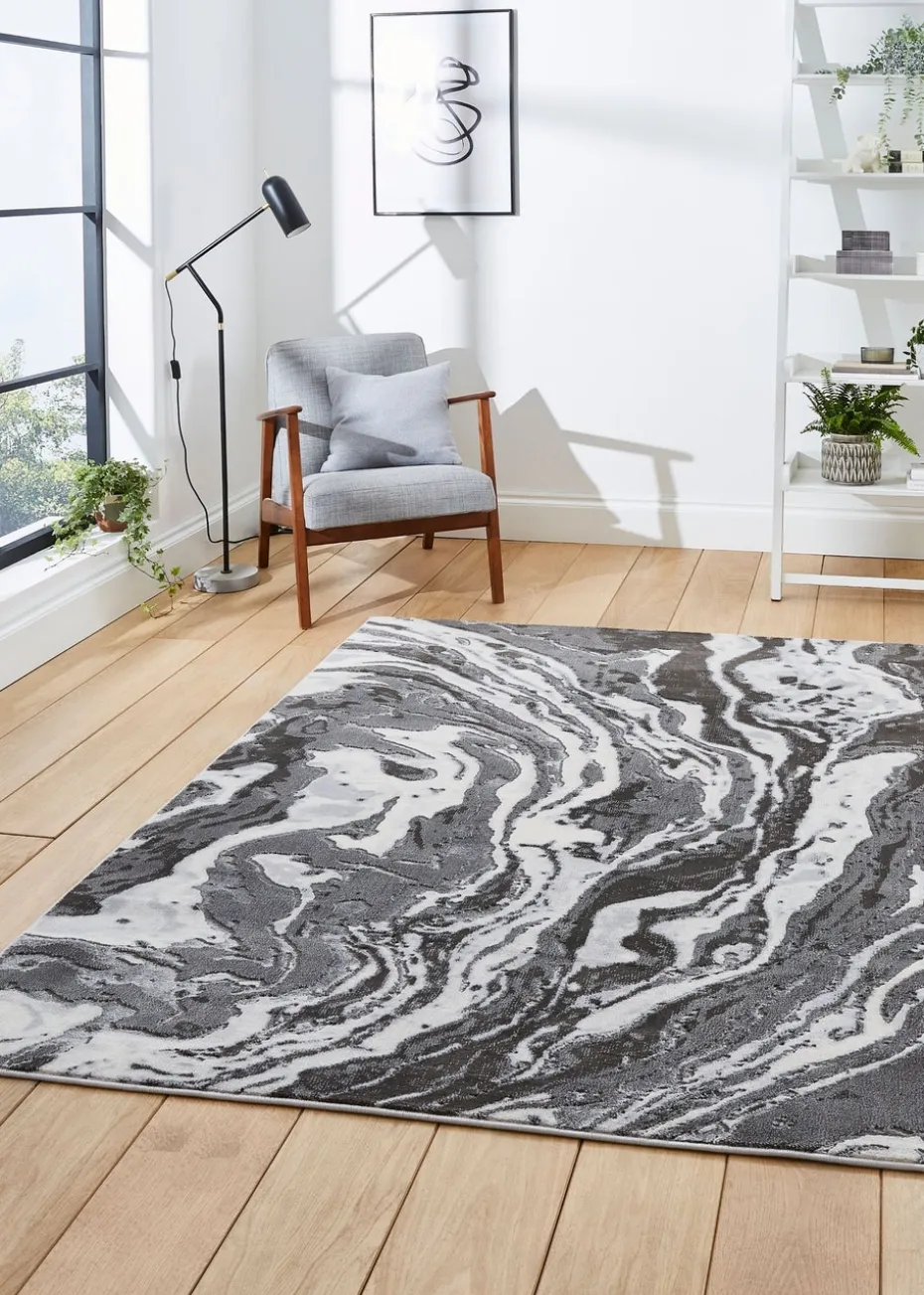 Think Rugs Apollo Grey Modern Abstract Rectangle Rug