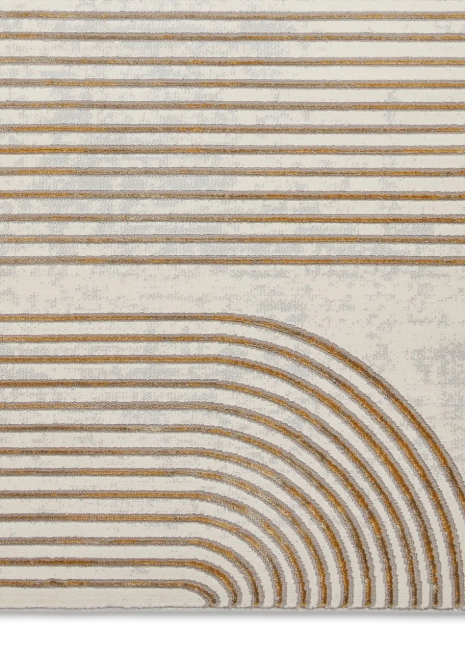 Think Rugs Apollo Grey/Gold Modern Linear Rectangle Rug
