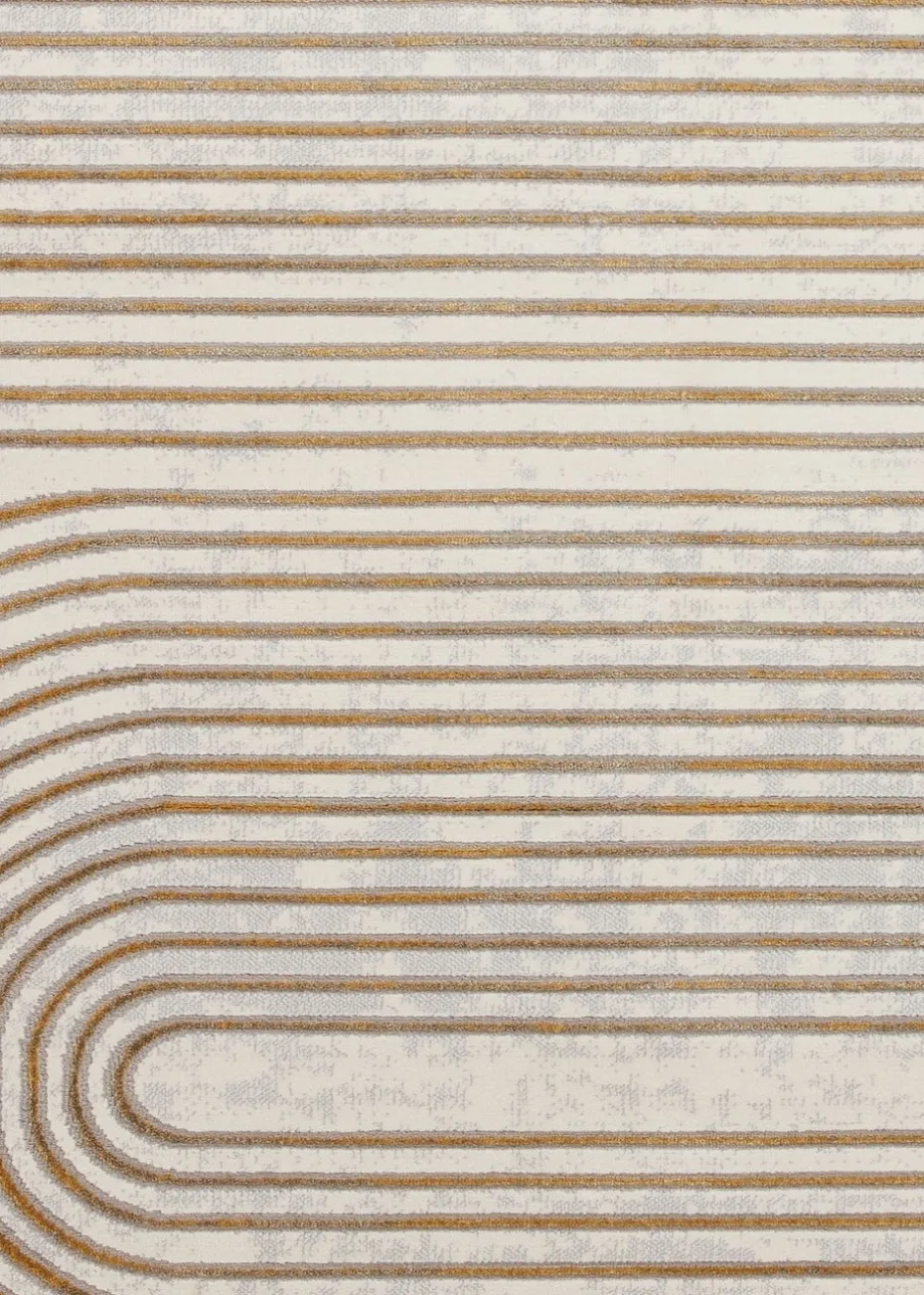 Think Rugs Apollo Grey/Gold Modern Linear Rectangle Rug
