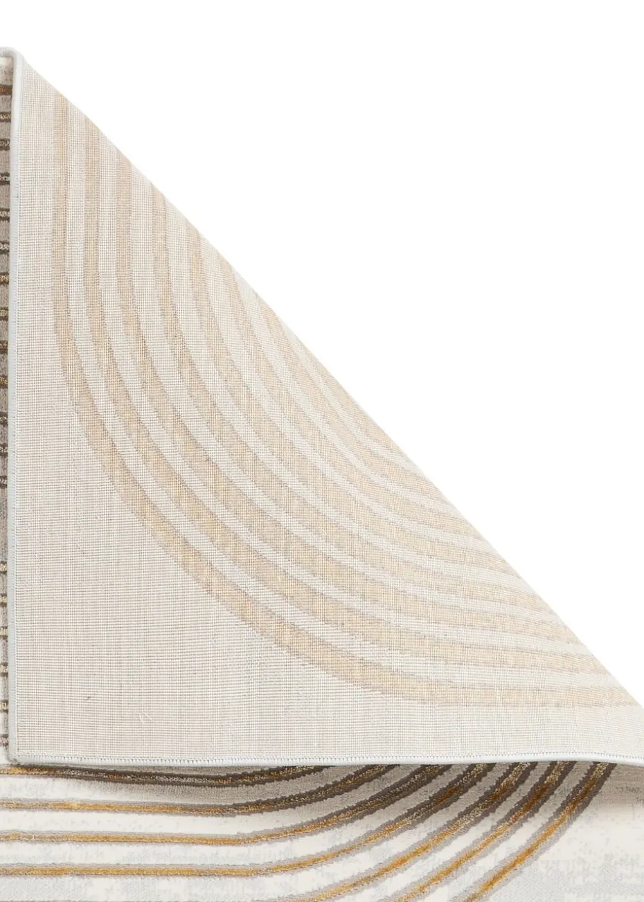 Think Rugs Apollo Grey/Gold Modern Linear Rectangle Rug