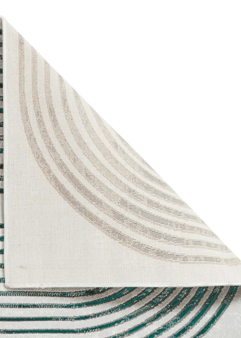 Think Rugs Apollo Grey/Green Modern Linear Rectangle Rug