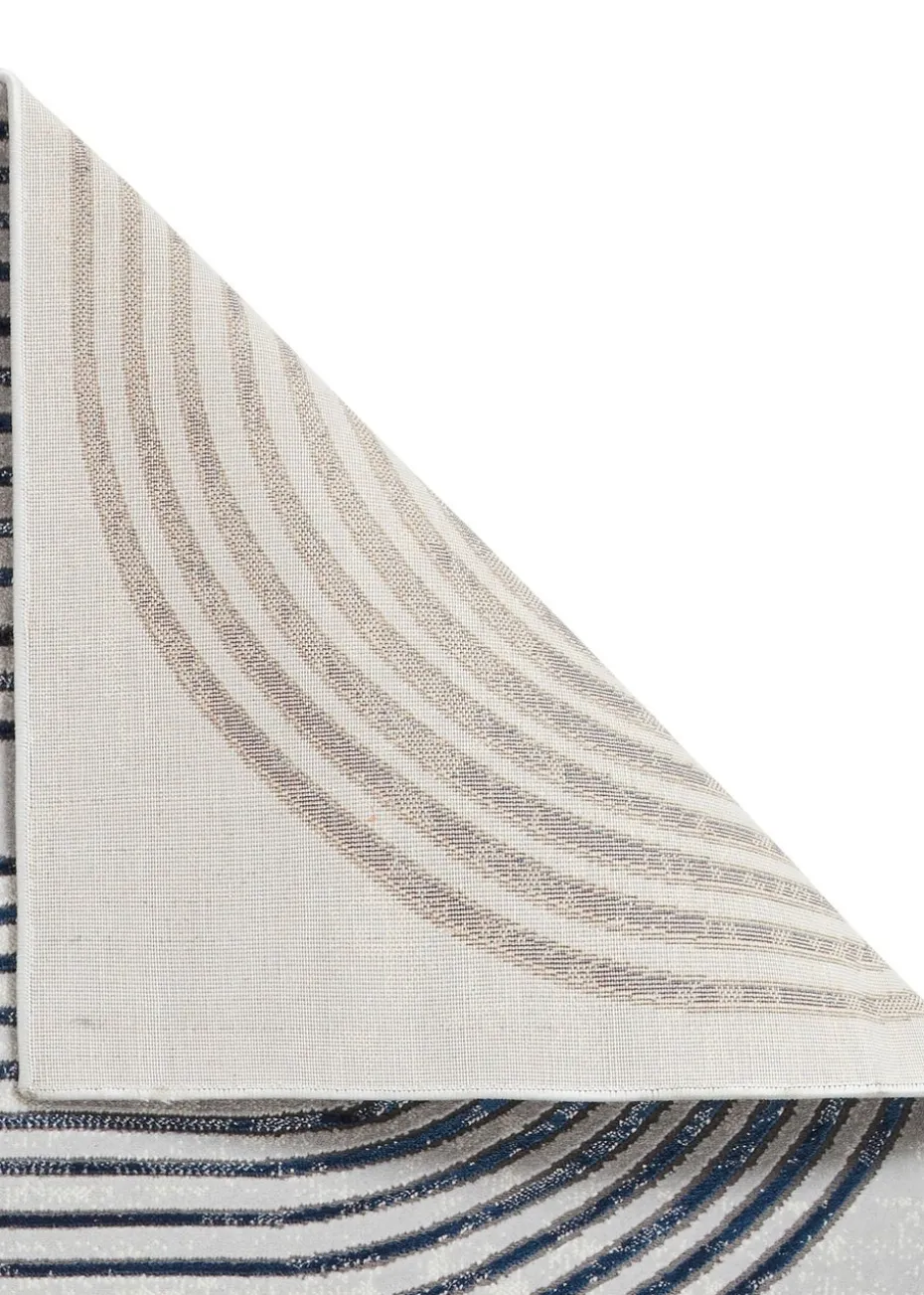 Think Rugs Apollo Grey/Navy Modern Linear Rectangle Rug